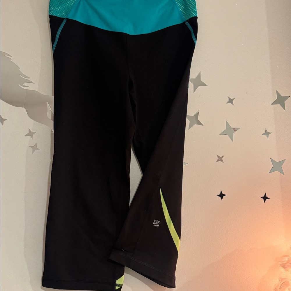 Victoria's Secret Black and Teal Leggings